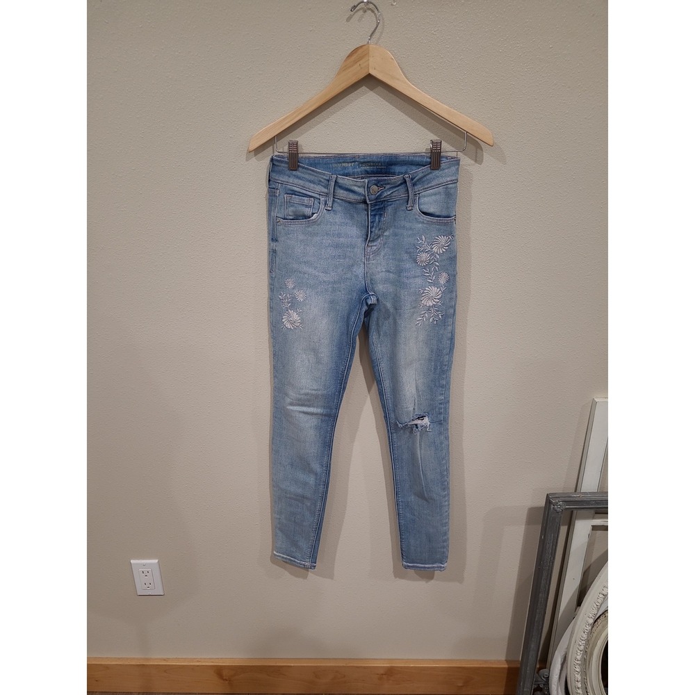 Old Navy Embroidered Rock Star Skinny Mid Rise Jeans‎ Women's SZ 2 boho casual